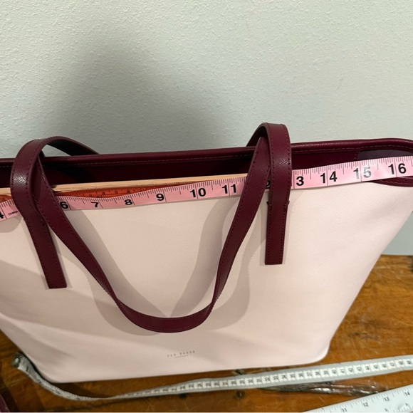 Ted Baker London Pink and Burgundy Floral Tote Bag Rose Gold Accents - Picture 12 of 16